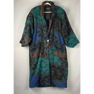 Vintage Carlisle Couture Long Sweater Coat Womens Medium Chunky Artsy Heavy 80s